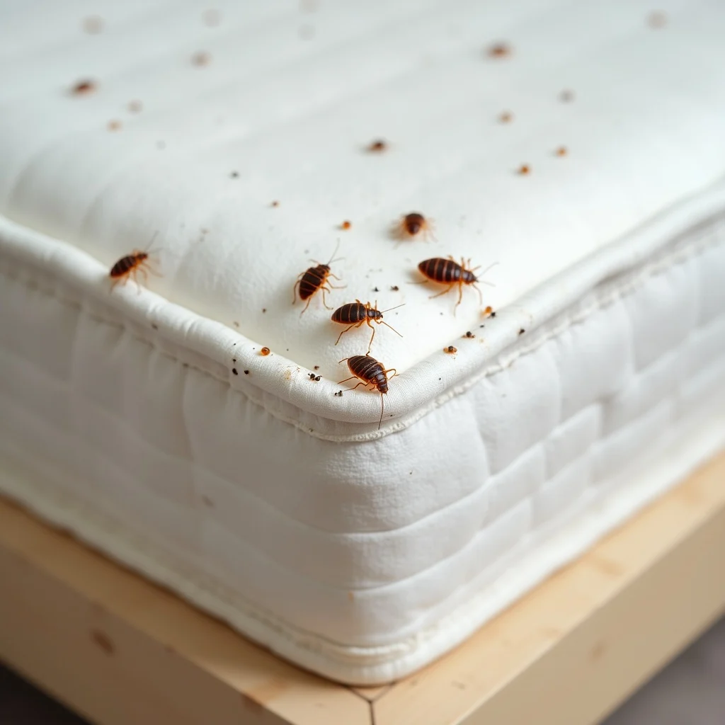 Bed bug inspection around mattress and bed frame