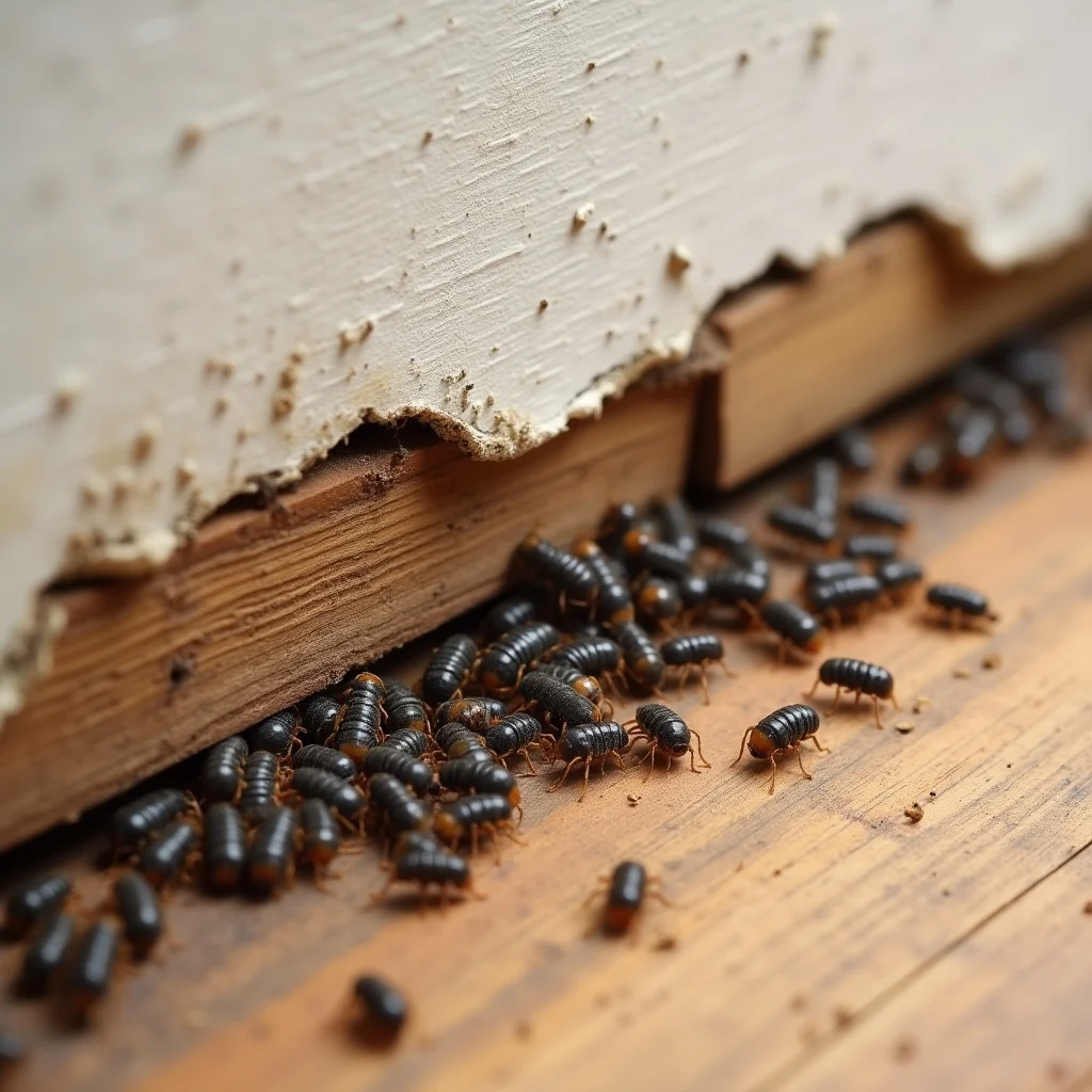 Technician applying termite treatment at building perimeter