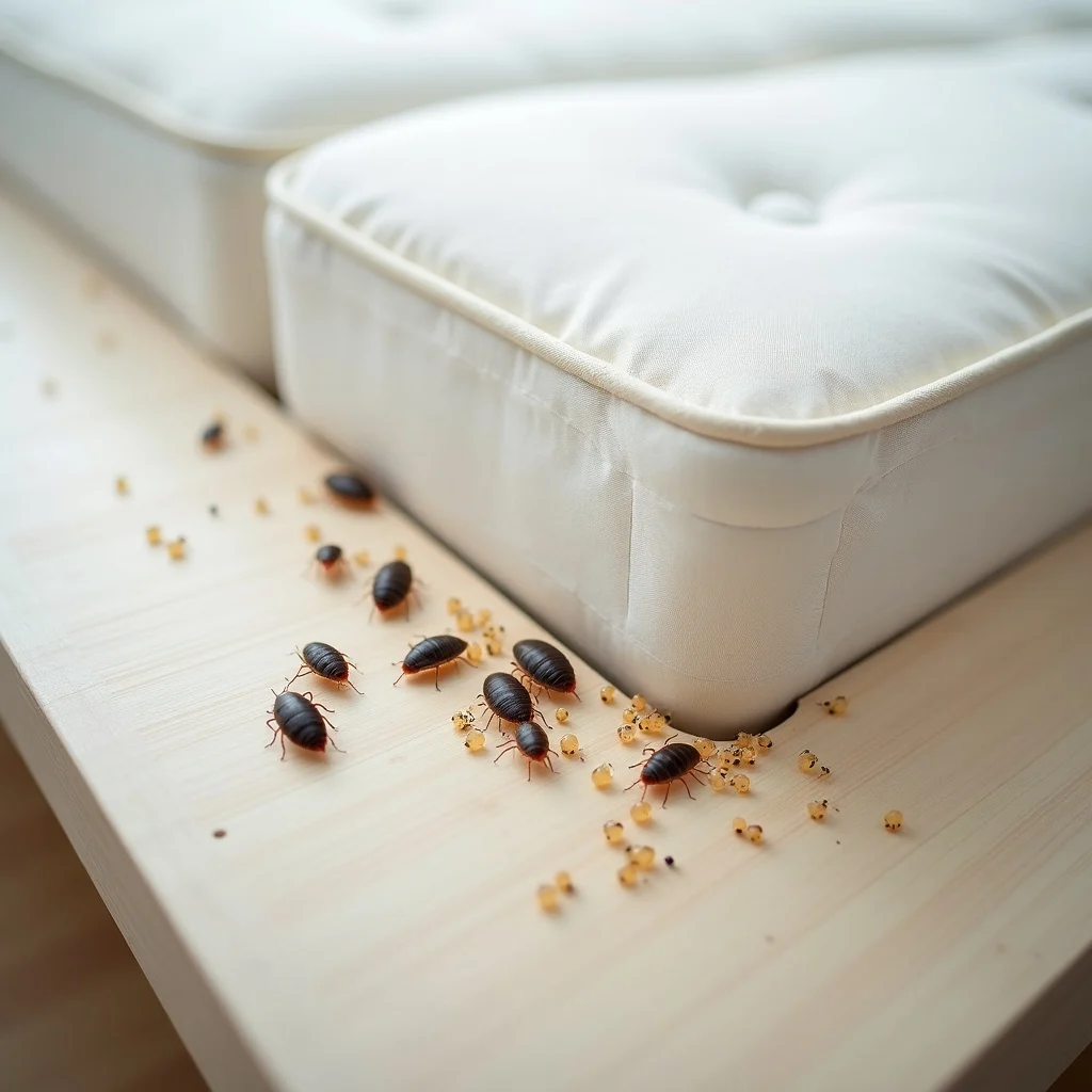 Technician assessing bedroom for bed bug treatment pricing