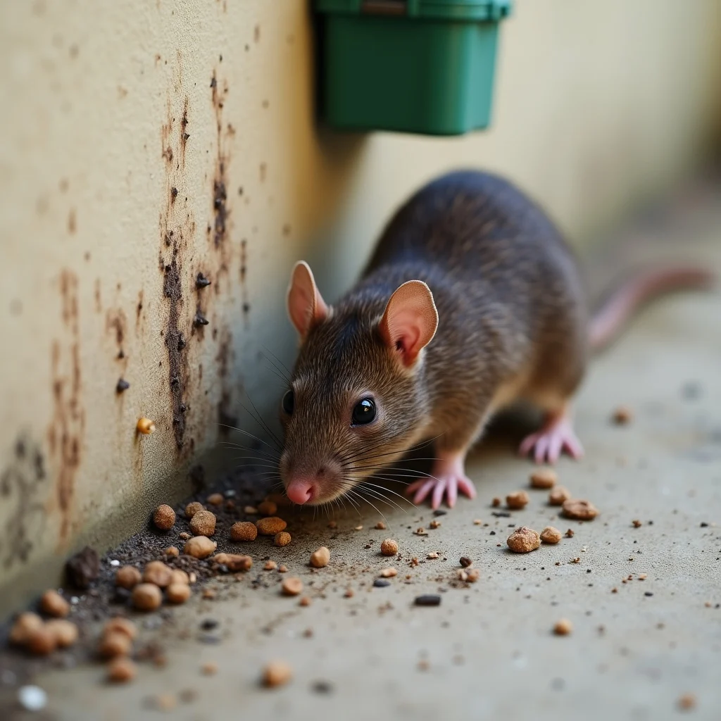 Commercial kitchen rodent monitoring point setup